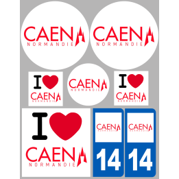 Caen - 8 autocollants variés - Sticker/autocollant