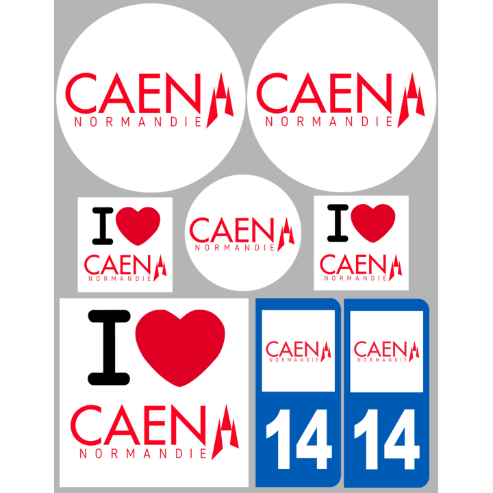 Caen - 8 autocollants variés - Sticker/autocollant
