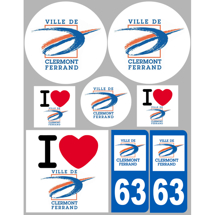 Clermont Ferrand - 8 autocollants variés - Sticker/autocollant