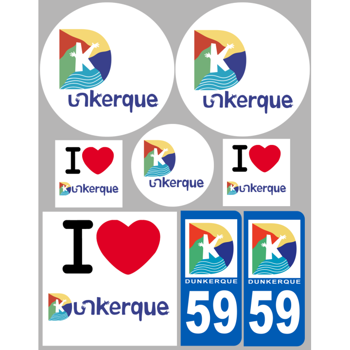 Dunkerque - 8 autocollants variés - Sticker/autocollant