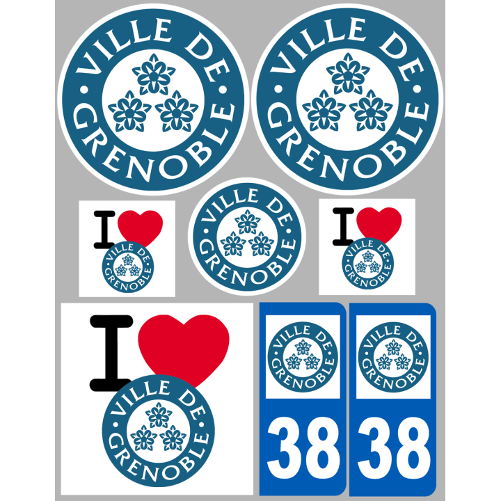 Grenoble - 8 autocollants variés - Sticker/autocollant