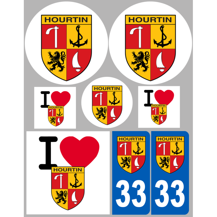 Hourtin - 8 autocollants variés - Sticker/autocollant
