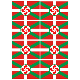 Drapeau Basque Lauburu - 8fois 9.5x6.3cm - Sticker/autocollant