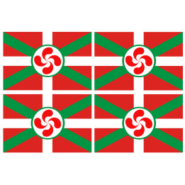 Drapeau Basque Lauburu - 4fois 9.5x6.3cm - Sticker/autocollant