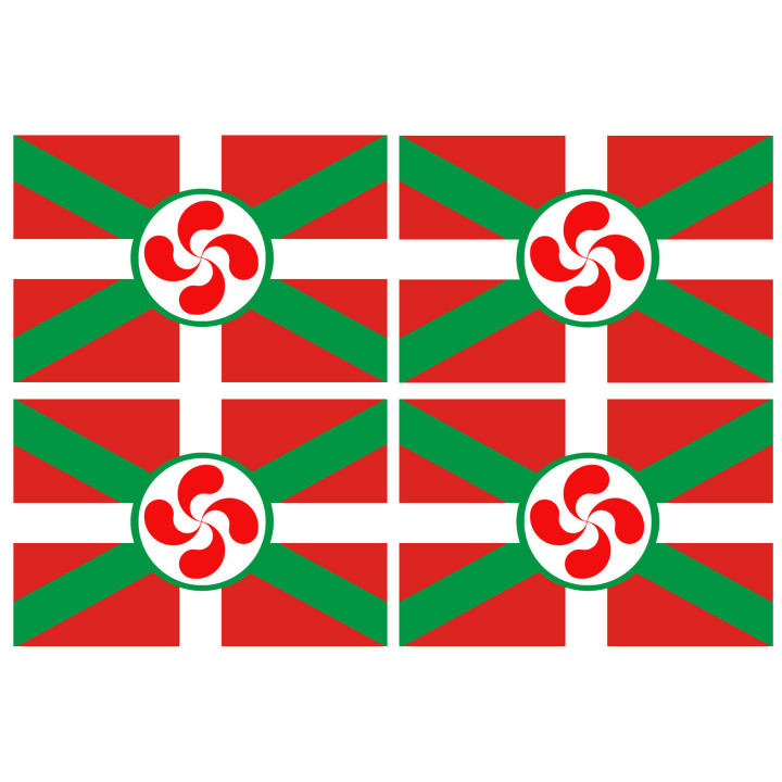 Drapeau Basque Lauburu - 4fois 9.5x6.3cm - Sticker/autocollant