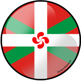 Drapeau croix basque rond - 10cm - Sticker/autocollant