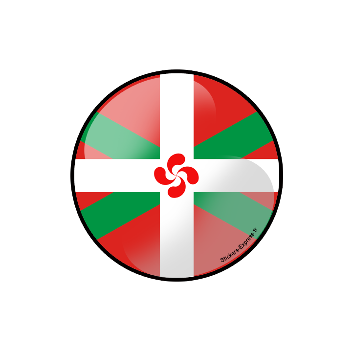 Drapeau croix basque rond - 10cm - Sticker/autocollant