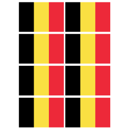 Drapeau Belgique - 8 stickers - 9.5 x 6.3 cm - Sticker/autocollant