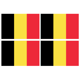 Drapeau Belgique - 4 stickers - 9.5 x 6.3 cm - Sticker/autocollant
