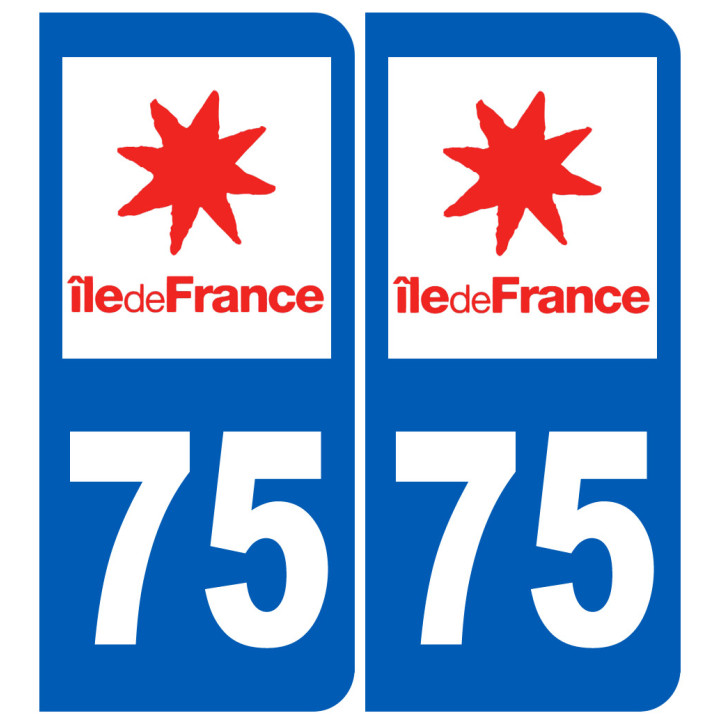 immatriculation 75 (Paris île-de-France) - Sticker/autocollant