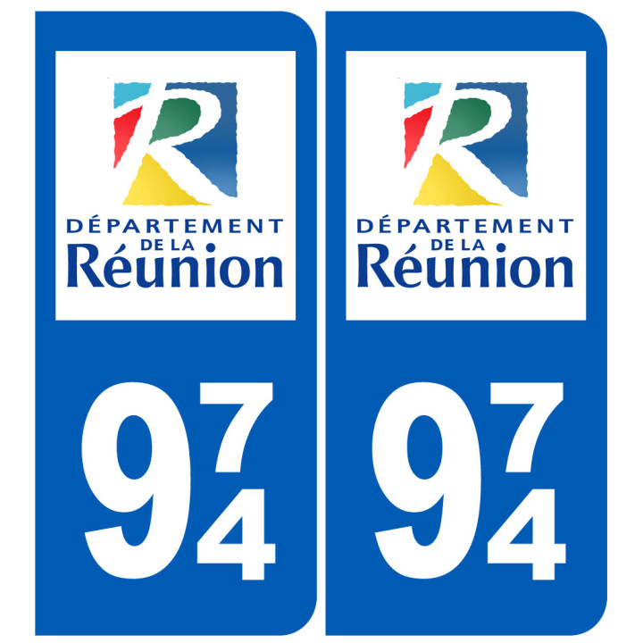 immatriculation 974 (La Réunion) - Sticker/autocollant
