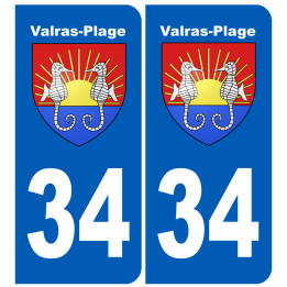 immatriculation 34 Valras-Plage - Sticker/autocollant