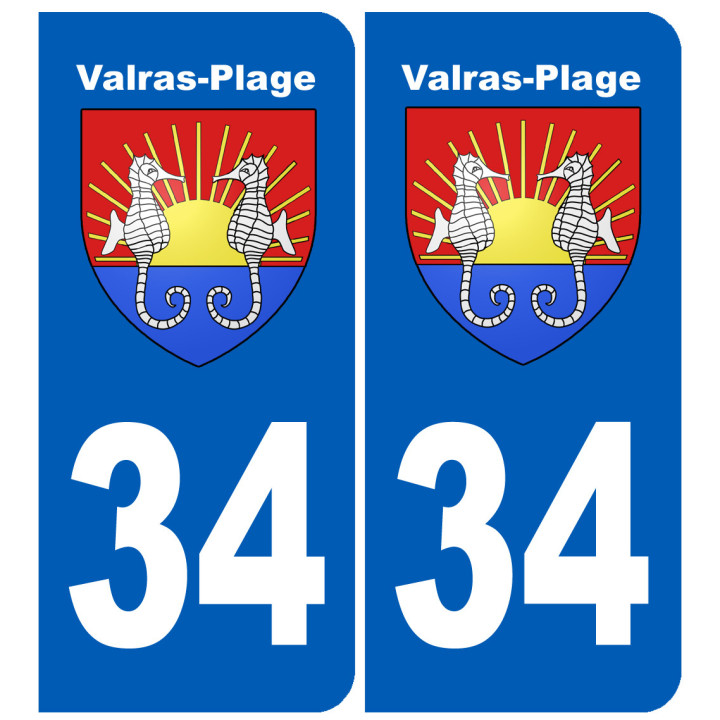 immatriculation 34 Valras-Plage - Sticker/autocollant