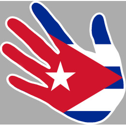 Drapeau main Cubaine - 15x15cm - Sticker/autocollant
