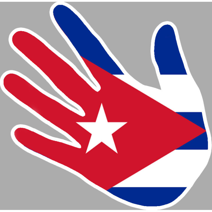 Drapeau main Cubaine - 15x15cm - Sticker/autocollant