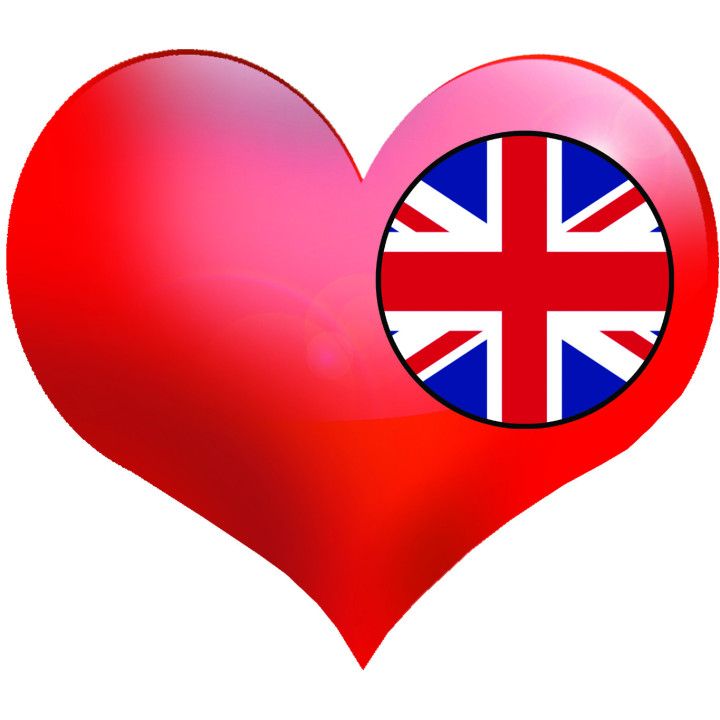 Coeur Grande Bretagne - 5x4.3cm - Sticker/autocollant
