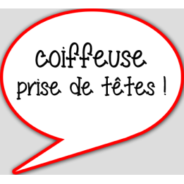 coiffeuse prise de tête - 10x9cm - sticker/autocollant
