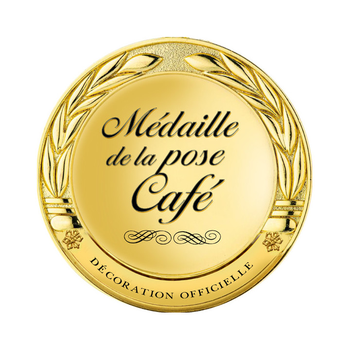 Médaille de la pose café - 15x15cm - Sticker/autocollant