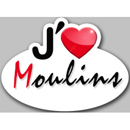 j'aime Moulins (5x3.7cm) - Sticker/autocollant