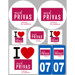 Privas (8 autocollants variés) - Sticker/autocollant