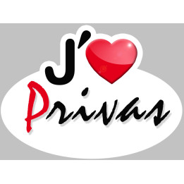 j'aime Privas (5x3.7cm) - Sticker/autocollant