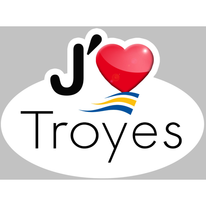 j'aime Troyes (5x3.5cm) - Sticker/autocollant