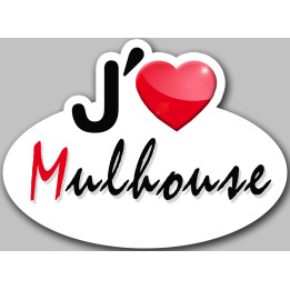 j'aime Mulhouse - 5x3.7cm - Sticker/autocollant