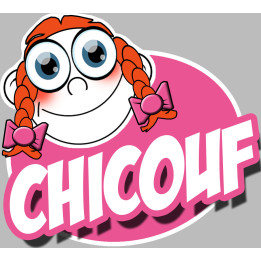 Chicouf fille - 15x13cm - Sticker/autocollant