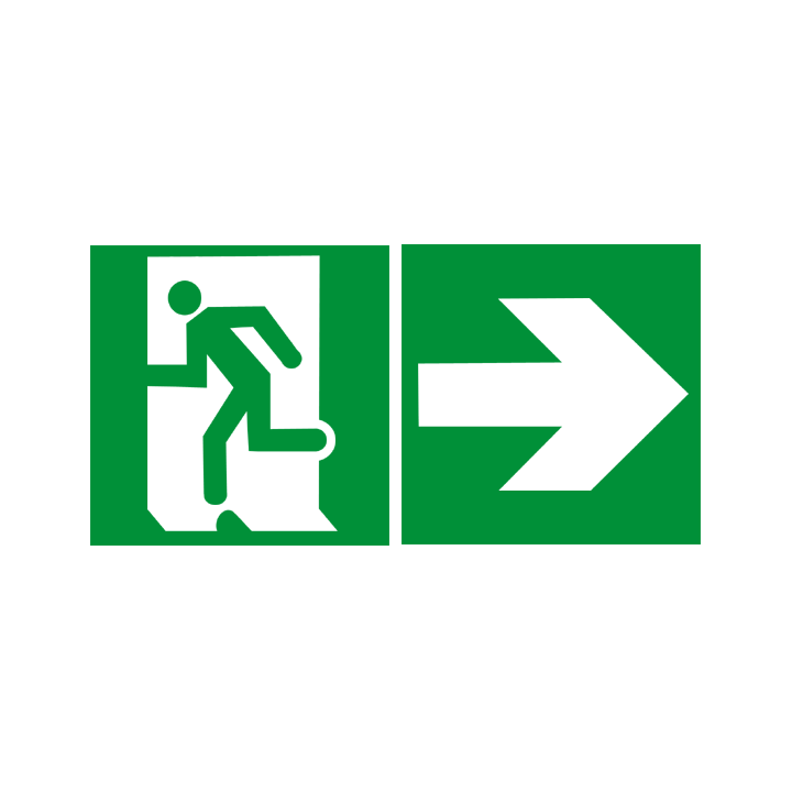 sortie de secours droite (2fois 15x15cm) - sticker/autocollant