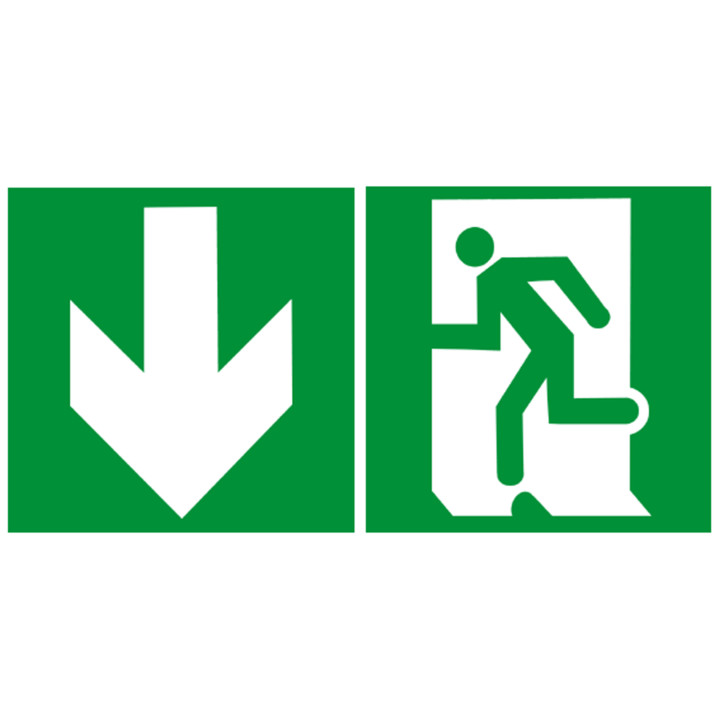 sortie de secours bas (2fois 15x15cm) - sticker/autocollant