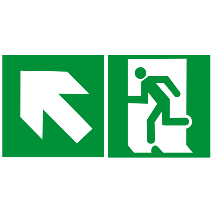 sortie de secours gauche haut (2fois 15x15cm) - sticker/autocollant