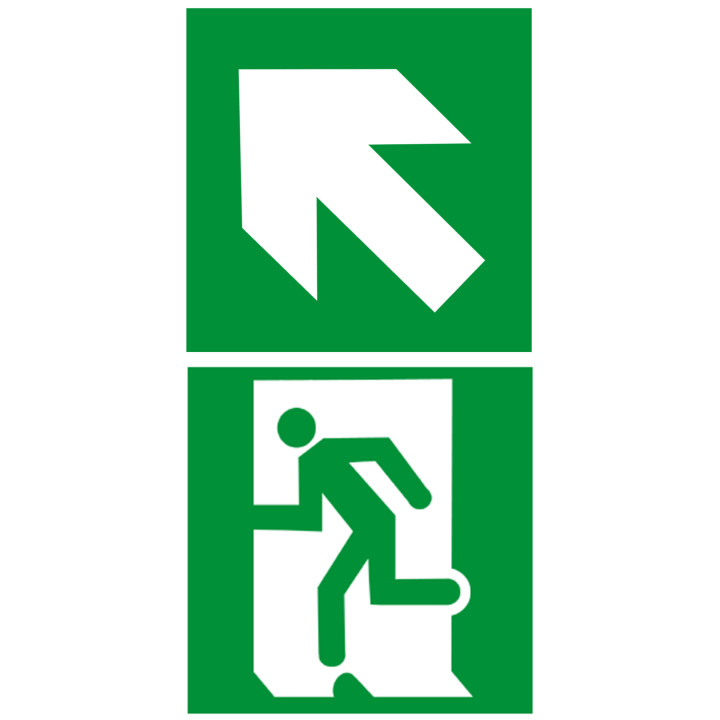 sortie de secours dessus gauche (2fois 15x15cm) - sticker/autocollant