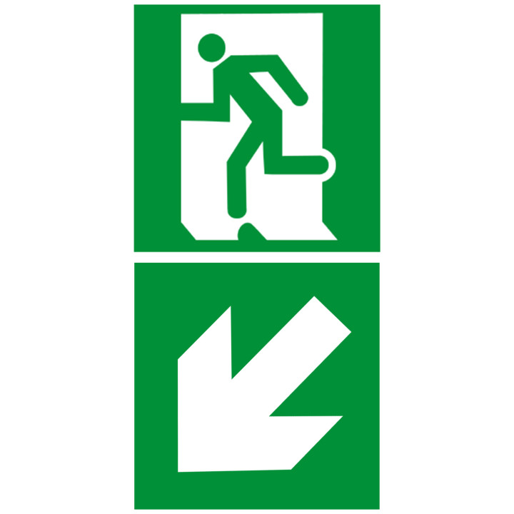 sortie de secours dessous gauche (2fois 5x5cm) - sticker/autocollant