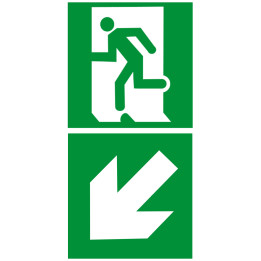 sortie de secours dessous gauche (2fois 10x10cm) - sticker/autocollant