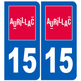 Immatriculation Aurillac 15 (2 fois 4.6x10.2cm) - Sticker/autocollant