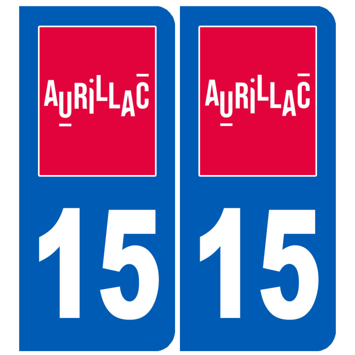 Immatriculation Aurillac 15 (2 fois 4.6x10.2cm) - Sticker/autocollant