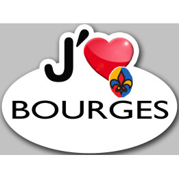 j'aime Bourges (5x3.7cm) - Sticker/autocollant