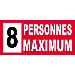 8 personnes maximum - 10X4.5cm - Sticker/autocollant