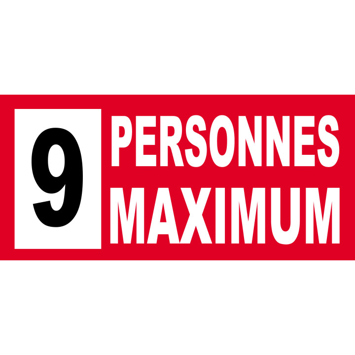 9 personnes maximum - 10X4.5cm - Sticker/autocollant