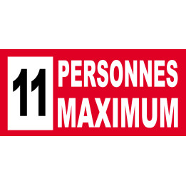 11 personnes maximum - 10X4.5cm - Sticker/autocollant