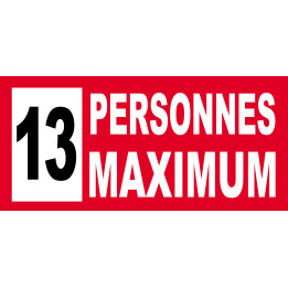 13 personnes maximum - 20X9cm - Sticker/autocollant