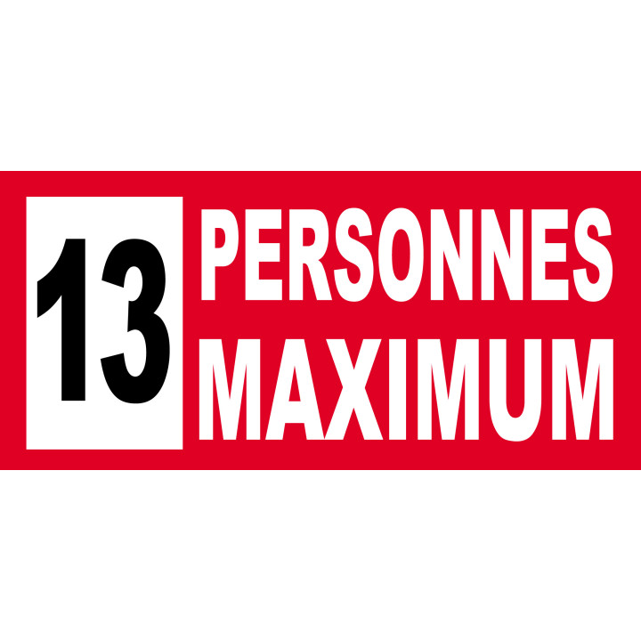 13 personnes maximum - 20X9cm - Sticker/autocollant