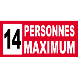 14 personnes maximum - 20X9cm - Sticker/autocollant
