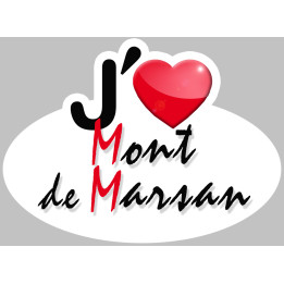 j'aime Mont-de-Marsan - 5x3.7cm - Sticker/autocollant