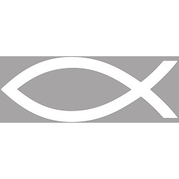 poisson chrétien blanc - 29x11cm - Sticker/autocollant