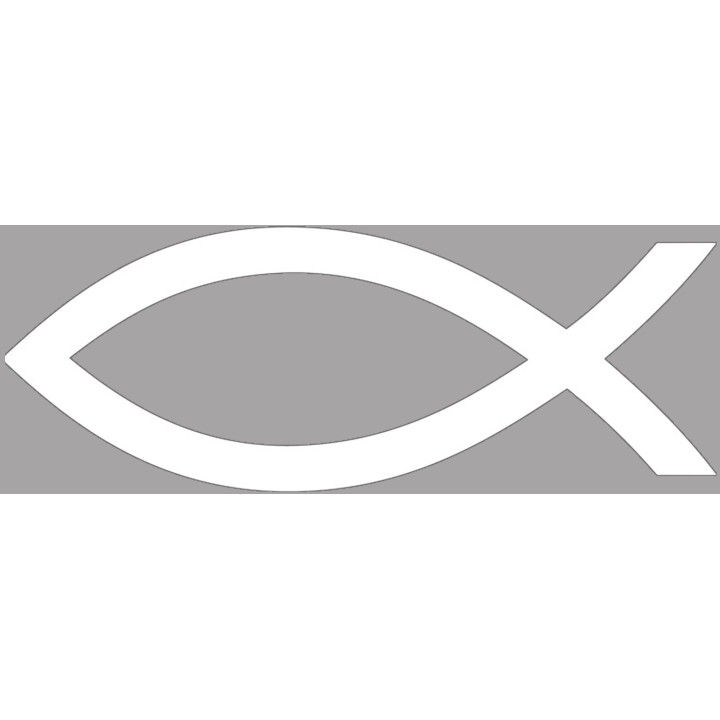 poisson chrétien blanc - 15x5.5cm - Sticker/autocollant