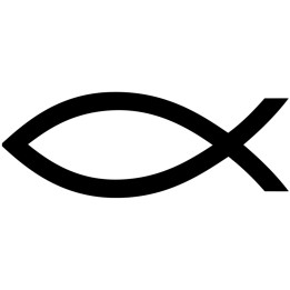 poisson chrétien noir - 29x11cm - Sticker/autocollant