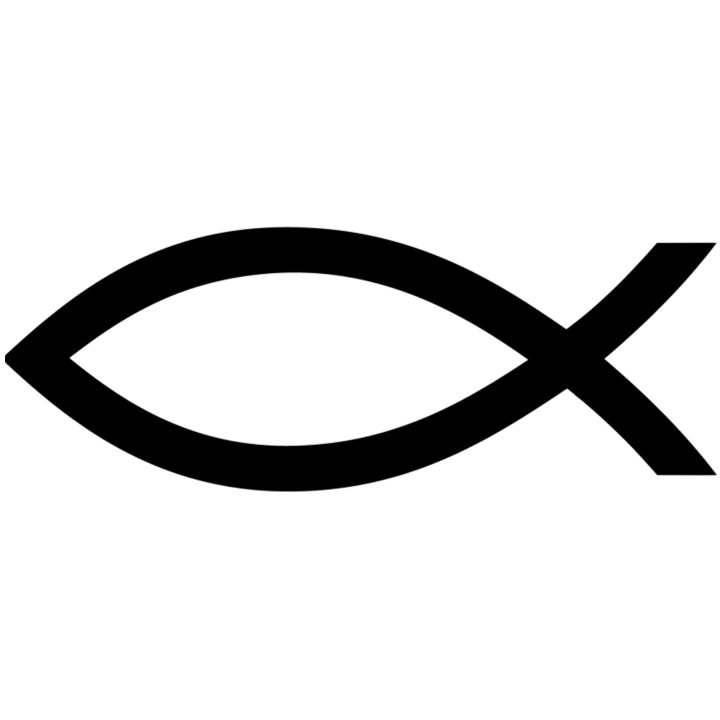 poisson chrétien noir - 15x5.5cm - Sticker/autocollant