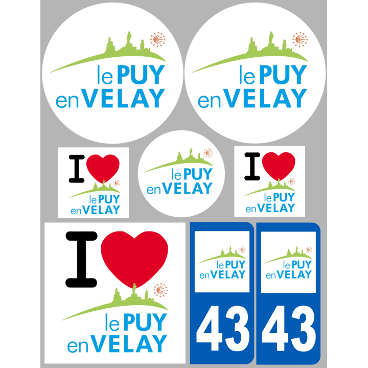 Puy-en-Velay (8 autocollants variés) - Sticker/autocollant