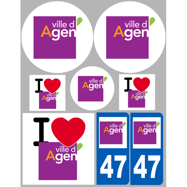 Agen (8 autocollants variés) - Sticker/autocollant